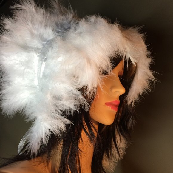 White Feather Headdress - Fluffy Marabou - Picture 8 of 12